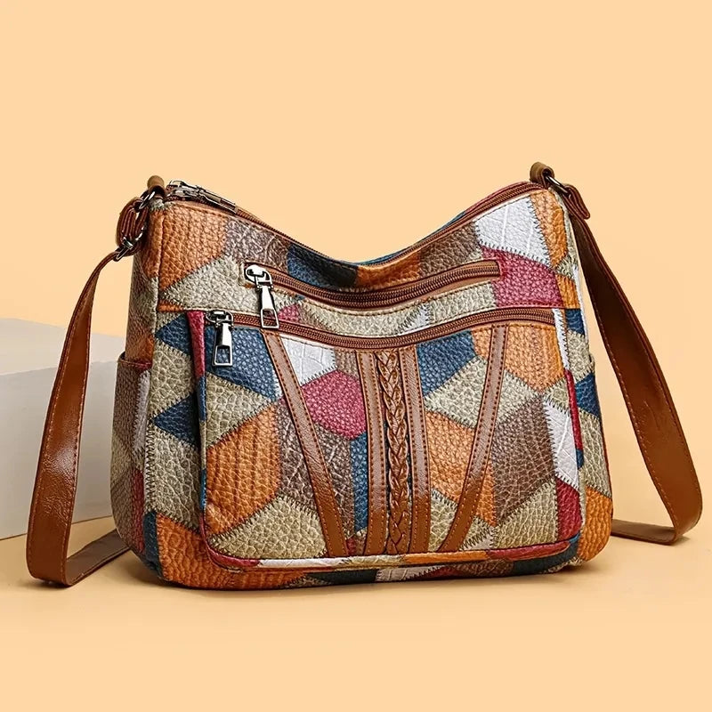 Modieuze schoudertas met meerdere vakken, veelzijdige retro crossbodytas voor dagelijks gebruik