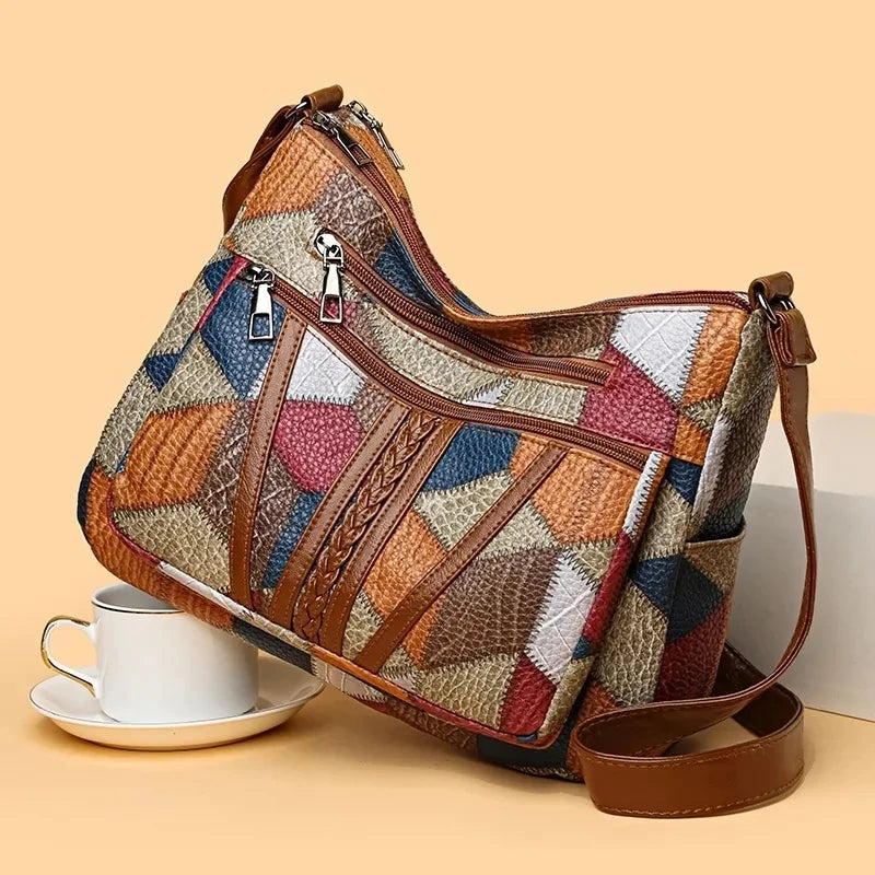 Modieuze schoudertas met meerdere vakken, veelzijdige retro crossbodytas voor dagelijks gebruik