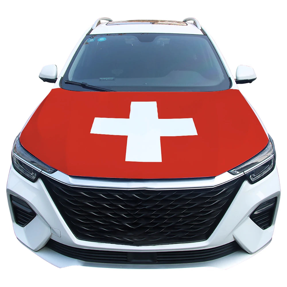 Nationale vlaggen auto motorkap afdekking Zwitserland Tunesië Syrië Italië Engeland Jordanië Zuid-Afrika Korea Tsjechische vlag decoratie