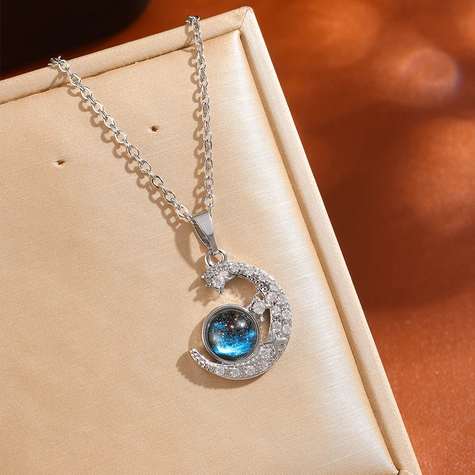 Ketting Goud Kleur Planeet Maan Astronaut Hanger Kettingen Sieraden Geschenken