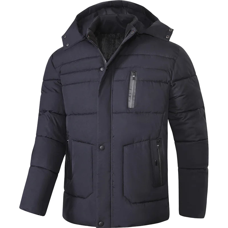 Warme katoenen winterjas comfortabel zacht materiaal afneembare capuchon