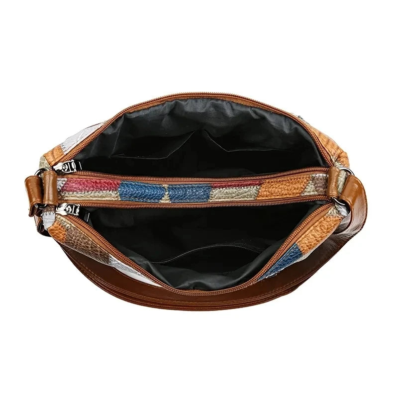 Modieuze schoudertas met meerdere vakken, veelzijdige retro crossbodytas voor dagelijks gebruik