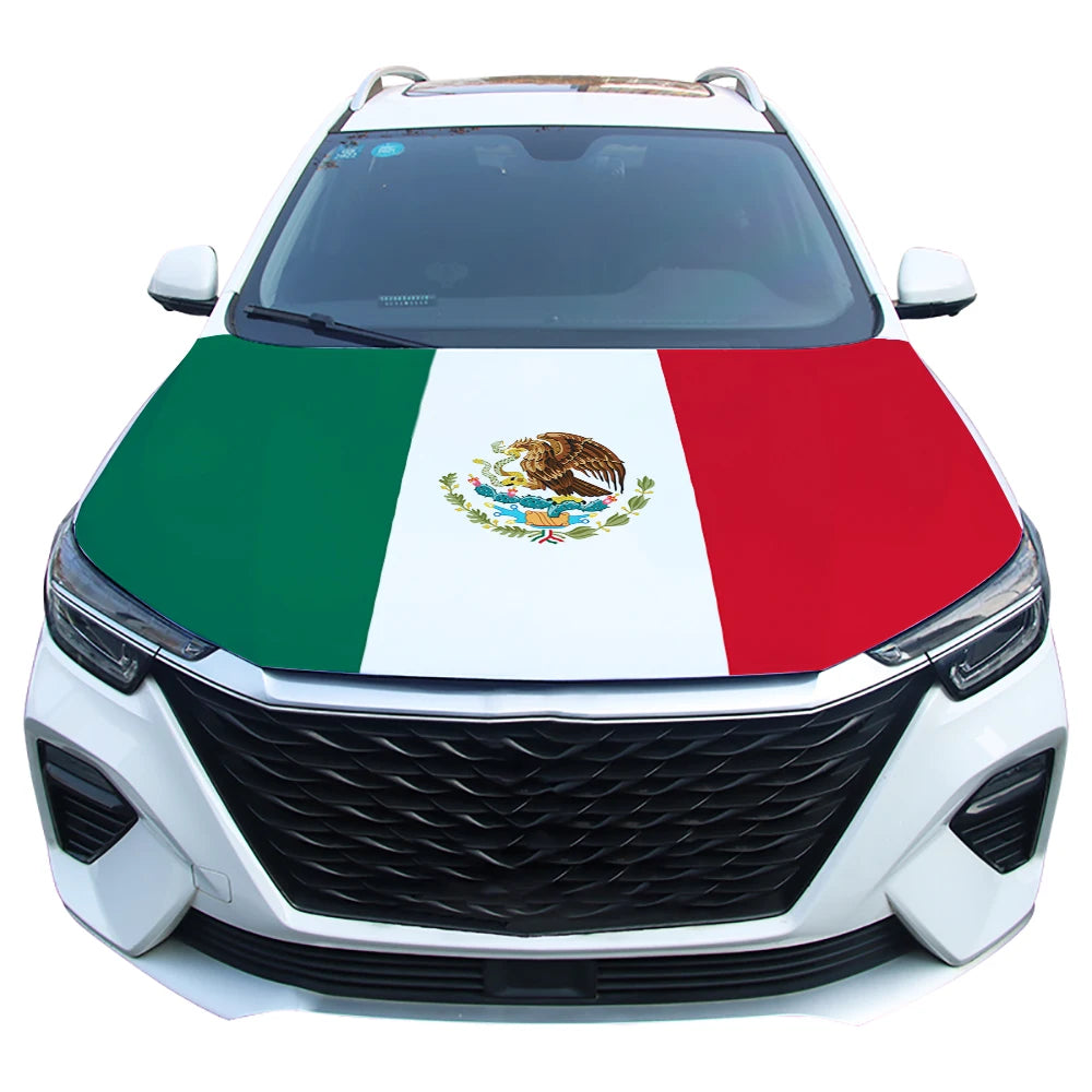 Nationale vlaggen voor auto-motorkap: vlag van Amerika, Canada, Mexico, Spanje, Albanië, Algerije, Argentinië en Brazilië voor voertuigdecoratie