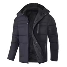 Warme katoenen winterjas comfortabel zacht materiaal afneembare capuchon
